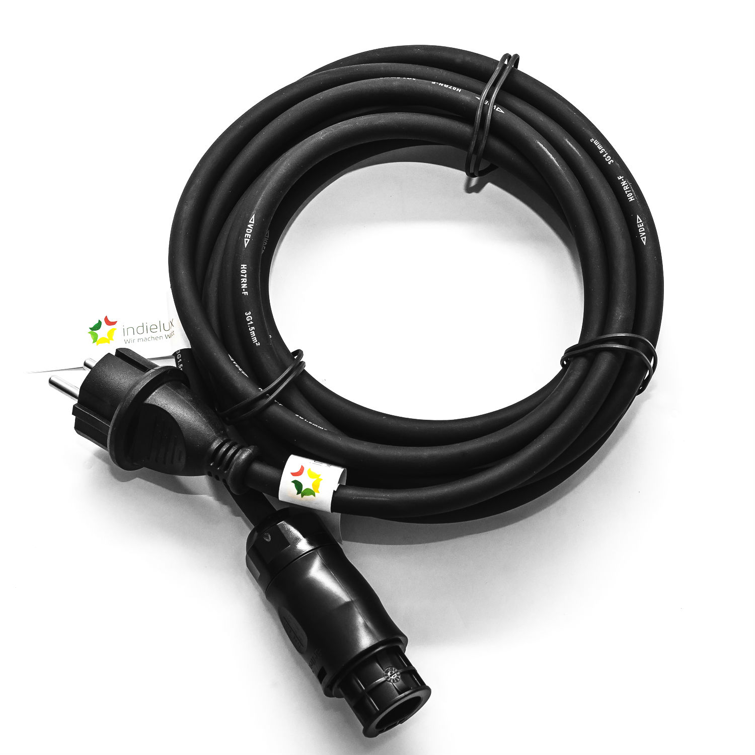 indielux Gummi-Anschlussleitung Betteri BC01 Buchse - Stecker Schuko (Typ F) 4,5 m